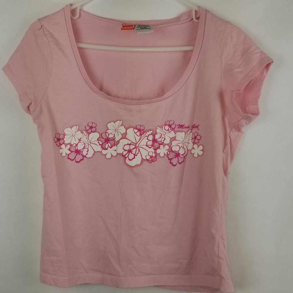 Maui Girl Island Goodness Pink 1/4 Sleeve T-shirt Size XL